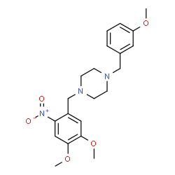 ChemSpider 2D Image | 1-(4,5-Dimethoxy-2-nitrobenzyl)-4-(3-methoxybenzyl)piperazine | C21H27N3O5