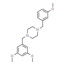 ChemSpider 2D Image | 1-(3,5-Dimethoxybenzyl)-4-(3-methoxybenzyl)piperazine | C21H28N2O3