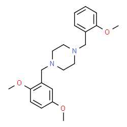 ChemSpider 2D Image | 1-(2,5-Dimethoxybenzyl)-4-(2-methoxybenzyl)piperazine | C21H28N2O3