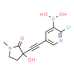 ChemSpider 2D Image | {2-Chloro-5-[(3-hydroxy-1-methyl-2-oxo-3-pyrrolidinyl)ethynyl]-3-pyridinyl}boronic acid | C12H12BClN2O4