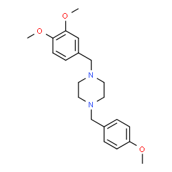 ChemSpider 2D Image | 1-(3,4-Dimethoxybenzyl)-4-(4-methoxybenzyl)piperazine | C21H28N2O3