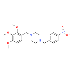 ChemSpider 2D Image | 1-(4-Nitrobenzyl)-4-(2,3,4-trimethoxybenzyl)piperazine | C21H27N3O5