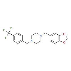 ChemSpider 2D Image | 1-(1,3-Benzodioxol-5-ylmethyl)-4-[4-(trifluoromethyl)benzyl]piperazine | C20H21F3N2O2