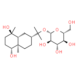ChemSpider 2D Image | 2-[(2R,4aR,5R,8R,8aR)-5,8-Dihydroxy-4a,8-dimethyldecahydro-2-naphthalenyl]-2-propanyl beta-D-glucopyranoside | C21H38O8