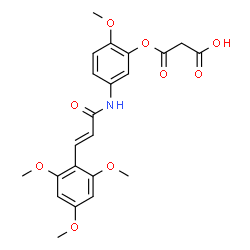 ChemSpider 2D Image | 3-(2-Methoxy-5-{[(2E)-3-(2,4,6-trimethoxyphenyl)-2-propenoyl]amino}phenoxy)-3-oxopropanoic acid | C22H23NO9