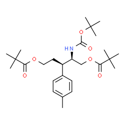 ChemSpider 2D Image | (2R,3R)-5-[(2,2-Dimethylpropanoyl)oxy]-3-(4-methylphenyl)-2-({[(2-methyl-2-propanyl)oxy]carbonyl}amino)pentyl pivalate | C27H43NO6