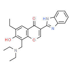 ChemSpider 2D Image | 3-(1H-Benzimidazol-2-yl)-8-[(diethylamino)methyl]-6-ethyl-7-hydroxy-4H-chromen-4-one | C23H25N3O3