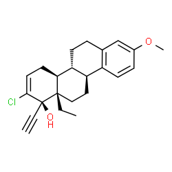 ChemSpider 2D Image | (1R,4aS,4bR,10bS,12aS)-2-Chloro-12a-ethyl-1-ethynyl-8-methoxy-1,4,4a,4b,5,6,10b,11,12,12a-decahydro-1-chrysenol | C23H27ClO2