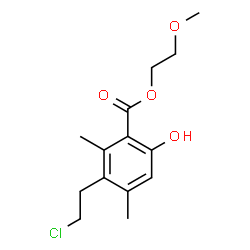ChemSpider 2D Image | 2-Methoxyethyl 3-(2-chloroethyl)-6-hydroxy-2,4-dimethylbenzoate | C14H19ClO4