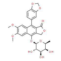 ChemSpider 2D Image | 9-(1,3-Benzodioxol-5-yl)-6,7-dimethoxy-1-oxo-1,3-dihydronaphtho[2,3-c]furan-4-yl 6-deoxy-beta-L-galactopyranoside | C27H26O11