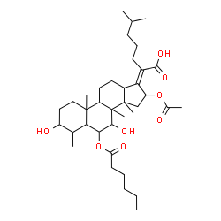 ChemSpider 2D Image | (17Z)-16-Acetoxy-6-(hexanoyloxy)-3,7-dihydroxy-4,8,14-trimethyl-18-norcholest-17-en-21-oic acid | C37H60O8