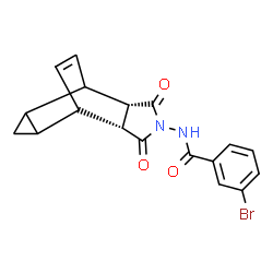 ChemSpider 2D Image | 3-bromo-N-[(3aR,6aS)-1,3-dioxooctahydro-4,6-ethenocyclopropa[f]isoindol-2(1H)-yl]benzamide | C18H15BrN2O3