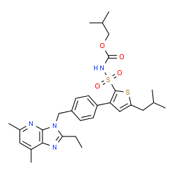 ChemSpider 2D Image | Isobutyl [(3-{4-[(2-ethyl-5,7-dimethyl-3H-imidazo[4,5-b]pyridin-3-yl)methyl]phenyl}-5-isobutyl-2-thienyl)sulfonyl]carbamate | C30H38N4O4S2
