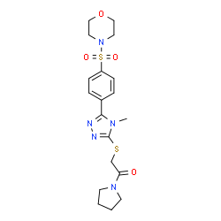 ChemSpider 2D Image | 2-({4-Methyl-5-[4-(4-morpholinylsulfonyl)phenyl]-4H-1,2,4-triazol-3-yl}sulfanyl)-1-(1-pyrrolidinyl)ethanone | C19H25N5O4S2