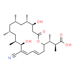 ChemSpider 2D Image | (2S,3R)-3-[(4E,6Z,8R,9S,11R,13S,15S,16S)-7-Cyano-8,16-dihydroxy-9,11,13,15-tetramethyl-18-oxooxacyclooctadeca-4,6-dien-2-yl]-2-methylbutanoic acid | C27H43NO6