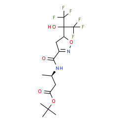 ChemSpider 2D Image | tert-butyl (3R)-3-({[5-(1,1,1,3,3,3-hexafluoro-2-hydroxypropan-2-yl)-4,5-dihydro-1,2-oxazol-3-yl]carbonyl}amino)butanoate | C15H20F6N2O5