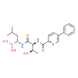 ChemSpider 2D Image | [(1R)-3-Methyl-1-({N-[(5-phenyl-2-pyridinyl)carbonyl]-L-threonyl}amino)butyl]boronic acid | C21H28BN3O5