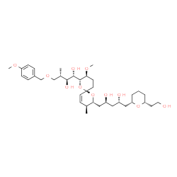 ChemSpider 2D Image | (2S,4S)-1-[(2R,3S,6R,8R,9S)-8-{(1S,2S,3S)-1,2-Dihydroxy-4-[(4-methoxybenzyl)oxy]-3-methylbutyl}-9-methoxy-3-methyl-1,7-dioxaspiro[5.5]undec-4-en-2-yl]-5-[(2S,6R)-6-(2-hydroxyethyl)tetrahydro-2H-pyran-
2-yl]-2,4-pentanediol | C36H58O11