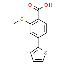 ChemSpider 2D Image | 2-(Methylsulfanyl)-4-(2-thienyl)benzoic acid | C12H10O2S2