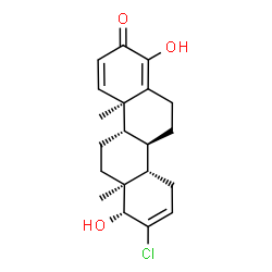 ChemSpider 2D Image | (4aR,4bS,6aS,7R,10aS,10bR)-8-Chloro-1,7-dihydroxy-4a,6a-dimethyl-4b,5,6,6a,7,10,10a,10b,11,12-decahydro-2(4aH)-chrysenone | C20H25ClO3