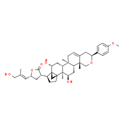 ChemSpider 2D Image | (3S,5R)-3-[(1R,2R,3R,5R,6R,9S,14S,15R,17R,18S,19S)-3,17-Dihydroxy-9-(4-methoxyphenyl)-2,6,14-trimethyl-8-oxahexacyclo[16.3.1.0~1,18~.0~2,15~.0~5,14~.0~6,11~]docos-11-en-19-yl]-5-[(1E)-3-hydroxy-2-meth
yl-1-propen-1-yl]dihydro-2(3H)-furanone | C39H52O7
