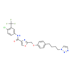 ChemSpider 2D Image | N-[4-Chloro-3-(trifluoromethyl)phenyl]-2-({4-[4-(1H-1,2,3-triazol-1-yl)butyl]phenoxy}methyl)-1,3-oxazole-4-carboxamide | C24H21ClF3N5O3