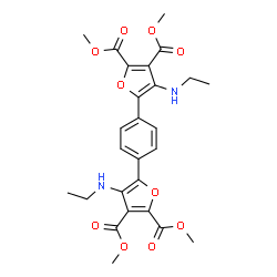 ChemSpider 2D Image | Tetramethyl 5,5'-(1,4-phenylene)bis[4-(ethylamino)-2,3-furandicarboxylate] | C26H28N2O10