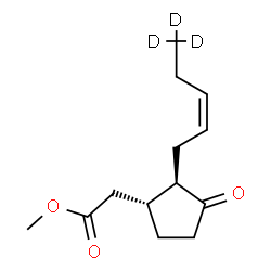 ChemSpider 2D Image | Methyl {(1R,2R)-3-oxo-2-[(2Z)-(5,5,5-~2~H_3_)-2-penten-1-yl]cyclopentyl}acetate | C13H17D3O3