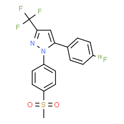 ChemSpider 2D Image | 5-[4-(~18~F)Fluorophenyl]-1-[4-(methylsulfonyl)phenyl]-3-(trifluoromethyl)-1H-pyrazole | C17H12F318FN2O2S