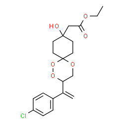 ChemSpider 2D Image | Ethyl {3-[1-(4-chlorophenyl)vinyl]-9-hydroxy-1,2,5-trioxaspiro[5.5]undec-9-yl}acetate | C20H25ClO6