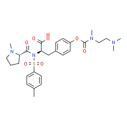 ChemSpider 2D Image | 1-Methyl-L-prolyl-O-{[2-(dimethylamino)ethyl](methyl)carbamoyl}-N-[(4-methylphenyl)sulfonyl]-D-tyrosine | C28H38N4O7S
