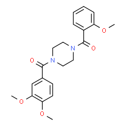ChemSpider 2D Image | 1-(3,4-dimethoxybenzoyl)-4-(2-methoxybenzoyl)piperazine | C21H24N2O5
