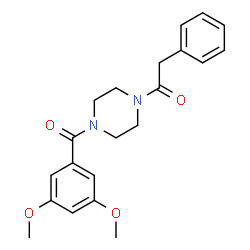 ChemSpider 2D Image | 1-[4-(3,5-Dimethoxybenzoyl)-1-piperazinyl]-2-phenylethanone | C21H24N2O4