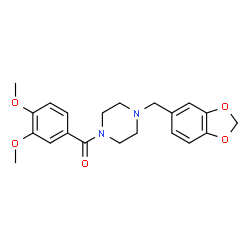 ChemSpider 2D Image | [4-(1,3-Benzodioxol-5-ylmethyl)-1-piperazinyl](3,4-dimethoxyphenyl)methanone | C21H24N2O5