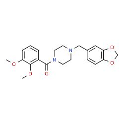 ChemSpider 2D Image | 1-(2H-1,3-benzodioxol-5-ylmethyl)-4-(2,3-dimethoxybenzoyl)piperazine | C21H24N2O5