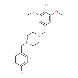 ChemSpider 2D Image | 4-{[4-(4-Chlorobenzyl)-1-piperazinyl]methyl}-2,6-dimethoxyphenol | C20H25ClN2O3