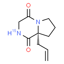 ChemSpider 2D Image | (8aR)-8a-Allyl(2-~15~N)hexahydropyrrolo[1,2-a]pyrazine-1,4-dione | C10H14N15NO2