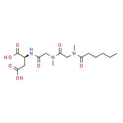 ChemSpider 2D Image | N-Hexanoyl-N-methylglycyl-N-methylglycyl-L-aspartic acid | C16H27N3O7