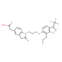 ChemSpider 2D Image | [2-Oxo-1-(3-{[7-propyl-3-(trifluoromethyl)-1,2-benzoxazol-6-yl]oxy}propyl)-2,3-dihydro-1H-indol-5-yl]acetic acid | C24H23F3N2O5