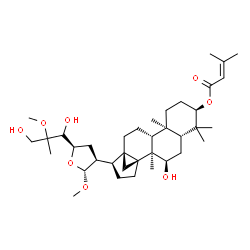 ChemSpider 2D Image | (3alpha,7alpha,13alpha,17alpha,20S,21R,23R,24R)-7,24,26-Trihydroxy-21,25-dimethoxy-21,23-epoxy-13,30-cyclodammaran-3-yl 3-methyl-2-butenoate | C37H60O8