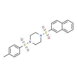 ChemSpider 2D Image | 1-(Naphthalene-2-sulfonyl)-4-(toluene-4-sulfonyl)-piperazine | C21H22N2O4S2