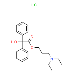 ChemSpider 2D Image | 3-(Diethylamino)propyl hydroxy(diphenyl)acetate hydrochloride (1:1) | C21H28ClNO3