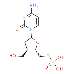 ChemSpider 2D Image | 2',3'-Dideoxy-3'-(hydroxymethyl)cytidine 5'-(dihydrogen phosphate) | C10H16N3O7P