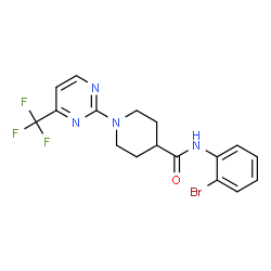ChemSpider 2D Image | N-(2-Bromophenyl)-1-[4-(trifluoromethyl)-2-pyrimidinyl]-4-piperidinecarboxamide | C17H16BrF3N4O