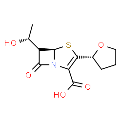 ChemSpider 2D Image | (5R)-6-[(1R)-1-Hydroxyethyl]-7-oxo-3-[(2R)-tetrahydro-2-furanyl]-4-thia-1-azabicyclo[3.2.0]hept-2-ene-2-carboxylic acid | C12H15NO5S