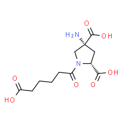 ChemSpider 2D Image | (2R,4R)-4-Amino-1-(5-carboxypentanoyl)-2,4-pyrrolidinedicarboxylic acid | C12H18N2O7
