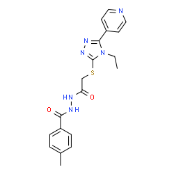 ChemSpider 2D Image | N'-({[4-Ethyl-5-(4-pyridinyl)-4H-1,2,4-triazol-3-yl]sulfanyl}acetyl)-4-methylbenzohydrazide | C19H20N6O2S