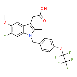 ChemSpider 2D Image | {6-Fluoro-5-methoxy-2-methyl-1-[4-(pentafluoroethoxy)benzyl]-1H-indol-3-yl}acetic acid | C21H17F6NO4