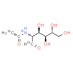 ChemSpider 2D Image | 2-Deoxy-2-[(~13~C_2_)ethanoyl(~15~N)amino]-D-(1-~13~C)glucose | C513C3H1515NO6
