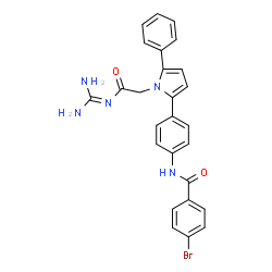 ChemSpider 2D Image | 4-Bromo-N-[4-(1-{2-[(diaminomethylene)amino]-2-oxoethyl}-5-phenyl-1H-pyrrol-2-yl)phenyl]benzamide | C26H22BrN5O2